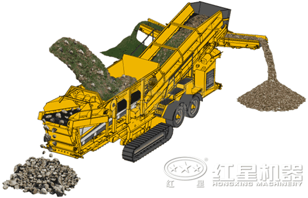 移動碎石機(jī)工作原理