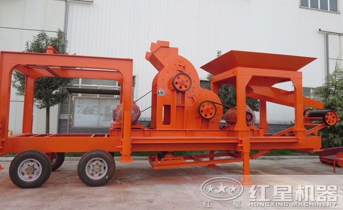 簡易式破碎站，搭載雙級錘式粉碎機