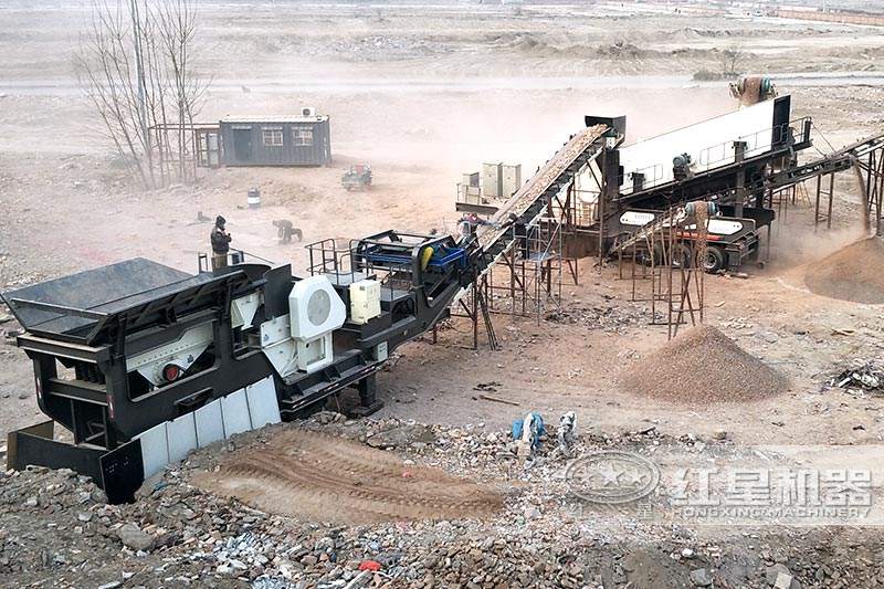 建筑垃圾破碎機(jī)-輪胎式移動破碎站，雙機(jī)聯(lián)合