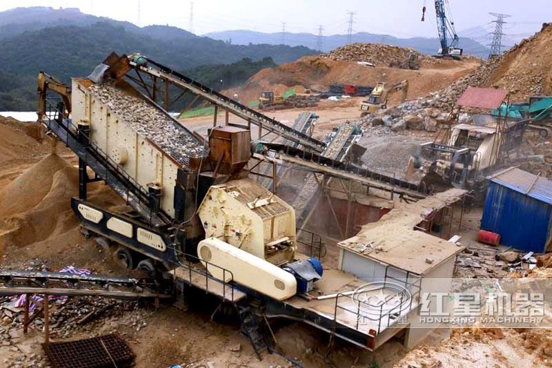 大型破碎、制砂加工現(xiàn)場