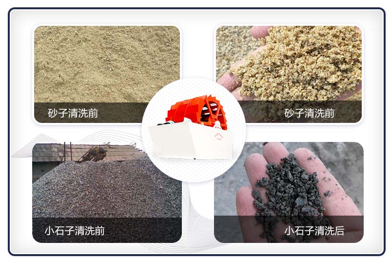 石子清洗機械洗砂、洗石前后展示